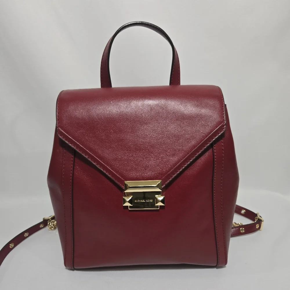 Michael Michael Kors Whitney Maroon MD Backpack Leather Purse